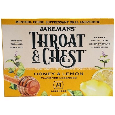 Jakemans Throat & Chest Lozenges Box, Honey Lemon  24ct