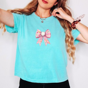 Easter Egg Bow Coquette - Women's Boxy Crop Top Graphic T-Shirt - 1 of 4