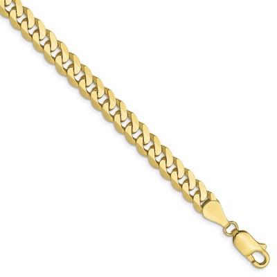 Black Bow Jewelry 5.75mm 10k Yellow Gold, Flat Beveled Curb Chain Bracelet