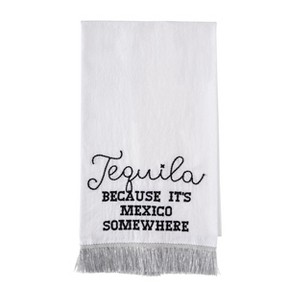 Totalee Gift Tequila Silver Fringe Tea Towel Cotton White - 1 of 2