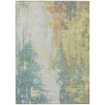 Pale Aqua And Ivory Abstract Washable Indoor Outdoor Area Rug