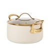 Bloomhouse 6 Quart Heavy Duty Aluminum Premium PFA Free Ceramic Nonstick Dutch Oven Pot with Lid - Linen White with Gold Handle - 3 of 4