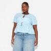 Women's Puff Sleeve Tie-Front Peplum Blouse - Wild Fable™ - 2 of 3