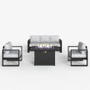LayinSun 4 Pieces Aluminum Outdoor Patio Furniture Set, Metal Modern Conversation Sofa Set with Fire Pit Table and Washable Thick Cushions - 2 of 4