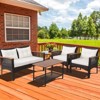 Tangkula 4PCS Rattan Patio Furniture Set Acacia Wood Outdoor Conversation Set w/ Cushions - 2 of 4