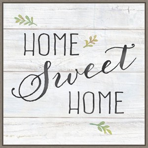 22" x 22" Farmhouse Sign I Home Sweet Home by Cynthia Coulter Framed Canvas Wall Art Print - Amanti Art: Modern Decor, Botanical Design - 1 of 4