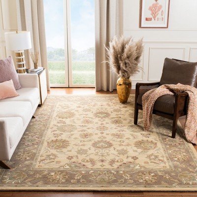 Heritage Ivory and Brown Hand-Tufted Wool Area Rug