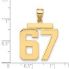 Black Bow Jewelry 14k Yellow Gold, Athletic Collection, Large Polished Number 67 Pendant - 2 of 3