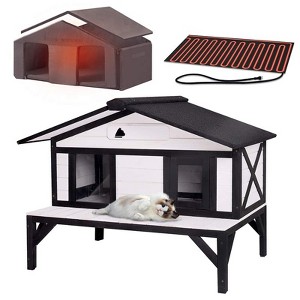 Aivituvin Wooden Heated Cat House with Insulation | Heating Pad-AIR92-M-IN-HP - 1 of 4