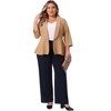 Women's Plus Size Lapel 3/4 Sleeve Open Front Solid Business Peplum Blazers - Agnes Orinda - 3 of 4