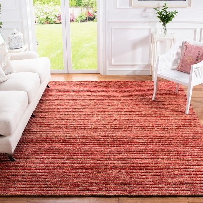 Hand-Knotted Red and Multicolor Wool Rectangular Area Rug, 8' x 10'