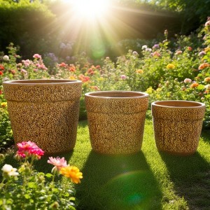 KTMBDW Ceramic Planter Set of 3 with Drainage Hole for Plants, Modern Indoor-Outdoor Round Flower Pot - 1 of 4