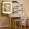 Makeup Vanity Set with 4 Drawers, Storage Shelves, Cushioned Stool for Bedroom - 2 of 4