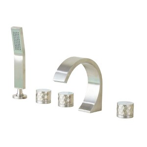 CASAINC Waterfall 3-Handle Deck-Mount Roman Tub Faucet with Hand Shower in Brushed Gold - 1 of 1