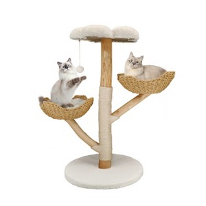Artloge 2/3Tiers Wooden Cat Climbing Tree Indoor Cat Tree Activity Tower Cozy Kitten Play House with Plush Cushion & Sisal Scratch Post & Dangling Toy - 1 of 4