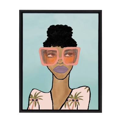 18" x 24" Sylvie Fashion Girl by Kendra Dandy Framed Wall Canvas Black - Kate & Laurel All Things Decor