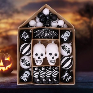 40pc Halloween Skeleton Black and White Ornament Set| OrnamentallyYou - 1 of 4