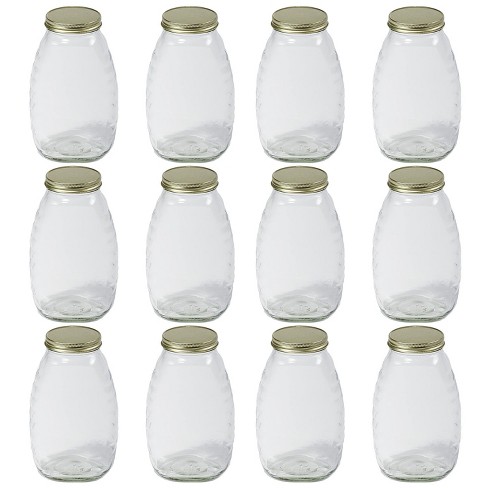 Little Giant Hjar32 32 Ounce Beekeeping Glass Honey Skep Storage Canning Jar  Container With Airtight Metal Lid, Clear (12 Pack) : Target
