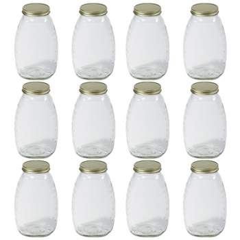 Little Giant HJAR32 32 Ounce Beekeeping Glass Honey Skep Storage Canning Jar Container with Airtight Metal Lid, Clear (12 Pack)