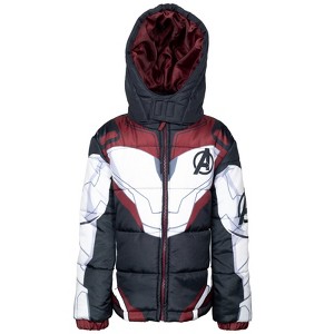 Marvel Avengers Spider-Man Hulk Black Panther Captain America Zip Up Winter Coat Puffer Jacket Toddler to Big Kid - 1 of 4