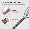 VEVOR T316 Deck Railing Cable, 1/8" Stainless Steel Wire Rope 300 ft with Cutter Kit, 7x7 Strands Construction Marine Aircraft Grade , Gray - 4 of 4