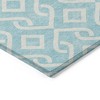 Aqua And Ivory Geometric Washable Indoor Outdoor Area Rug - 4 of 4