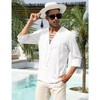 WhizMax Men's Cotton Linen Henley Shirt Lace Up Long Sleeve V Neck Casual Beach Hippie Shirts - 3 of 4