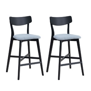 DSVIMOY Counter and Bar Stool Set Soft Upholstered Chairs with Footrest for Kitchen Island, Black, 47.05"*29.92"*4.92" - 1 of 4