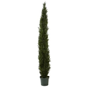 HomeStock  8ft Green Unlit Flocked Full Classic Cedar Artificial Christmas Tree with Pine Cones - 1 of 3