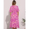 INSPIRE CHIC Women's V-neck Ruffled Hem Smocked Waist Floral Midi Dress - 3 of 4