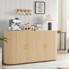 Modern Buffet Sideboard Cabinet with Fluted Accents, 63" Storage Credenza with Adjustable Shelves & Curved Edges, Console for Living Room, Oak - 3 of 4