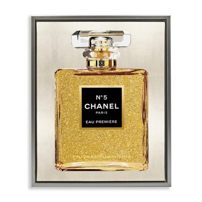 Stupell Industries Fashion Perfume Bottle Black Floater Framed Canvas Wall Art