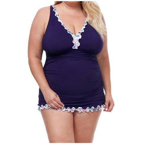 Women's Plus Size V-Neck Swimdress - Profile By Gottex - image 1 of 4