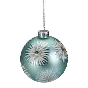 Northlight 4" Glittered Mint Green Starburst Glass Christmas Ball Ornament