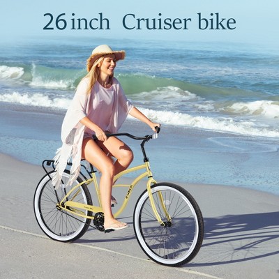 Single Speed Bicycles 26"Inch,Steel Frame, Wide Wheels for Stability, Rear Coaster Brakes, Multiple Colors Men's Women's Beach Cruiser Bike