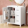 30" Modern Minimalist Bathroom Vanity with Ceramic Sink, Rubberwood Frame Cabinet with 3 Drawers & 1 Soft-Close Door - ModernLuxe - 2 of 4