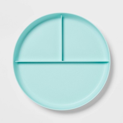 7.3" Plastic Divided Kids' Plate Light Blue - Pillowfort™
