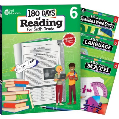 Shell Education 180 Days Reading, Spelling, Language, & Math Grade 6: 4 ...