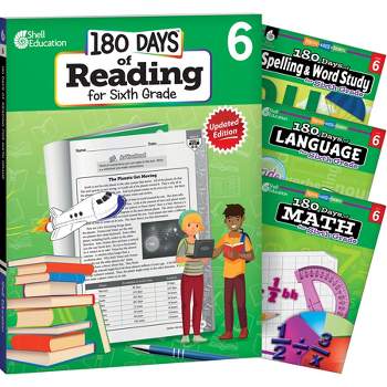 Shell Education 180 Days Reading, Spelling, Language, & Math Grade 6: 4-Book Set