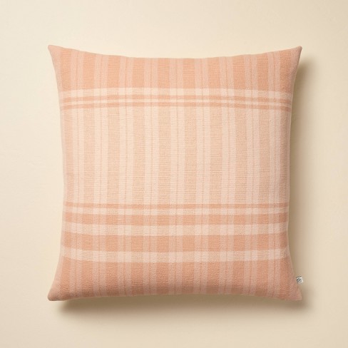 24"x24" Tonal Plaid Square Throw Pillow Blush - Hearth & Hand™ with Magnolia - image 1 of 4