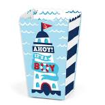 Big Dot of Happiness Ahoy It's a Boy - Nautical Baby Shower Favor Popcorn Treat Boxes - Set of 12