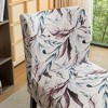 Print Fabric Armless Contemporary Accent Chair with Purple Floral Pattern - 3 of 4
