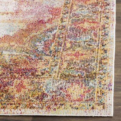 Cream and Rose Medallion Synthetic Area Rug