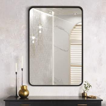 Neutypechic Metal Frame Rectangle Wall Mounted Mirror Decorative Wall Mirror - 40"x30", Black