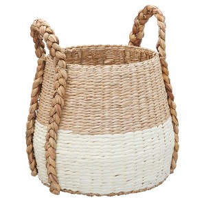 Household Essentials Terra Basket with Handles Cream: Handwoven Paper Rope Storage, Round Wicker Basket for Blankets - 1 of 4