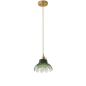Dewdrop Retro Flower Pendant Light 1 Light Vintage Floral  Glass Copper ETL Dining Entryway - 1 of 4