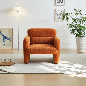 34″ Velvet Fabric Modern Single Sofa Chair with Support Pillow, Ergonomic Design, and Tool-Free Assembly for Apartment, Living Room - 1 of 4