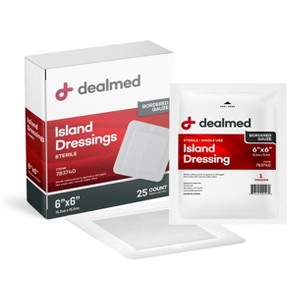 Dealmed Island Dressing, Sterile, Adhesive Borders with Non-Stick Pads, White (Pack of 1) - 1 of 4