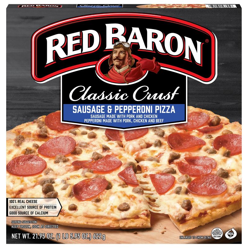 Red Baron Frozen Pizza Classic Crust Sausage &#38; Pepperoni - 21.9oz, 1 of 10