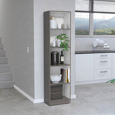 INFURNIC Decorative Bookshelf Compact Bookcase with 5 Shelves Slim Storage Solution for Small Spaces, Multicolored, 11.77"*17.72"*71.1"
